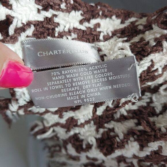 Charter Club Women's Brown/White Scarf - Picture 4 of 4